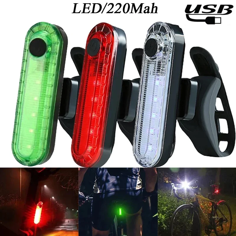 Bike Lights Waterproof Riding Tail Light USB LED Rechargeable Night Bicycle Lamp Bright Flashlight 220mA Road Bike Rear Light