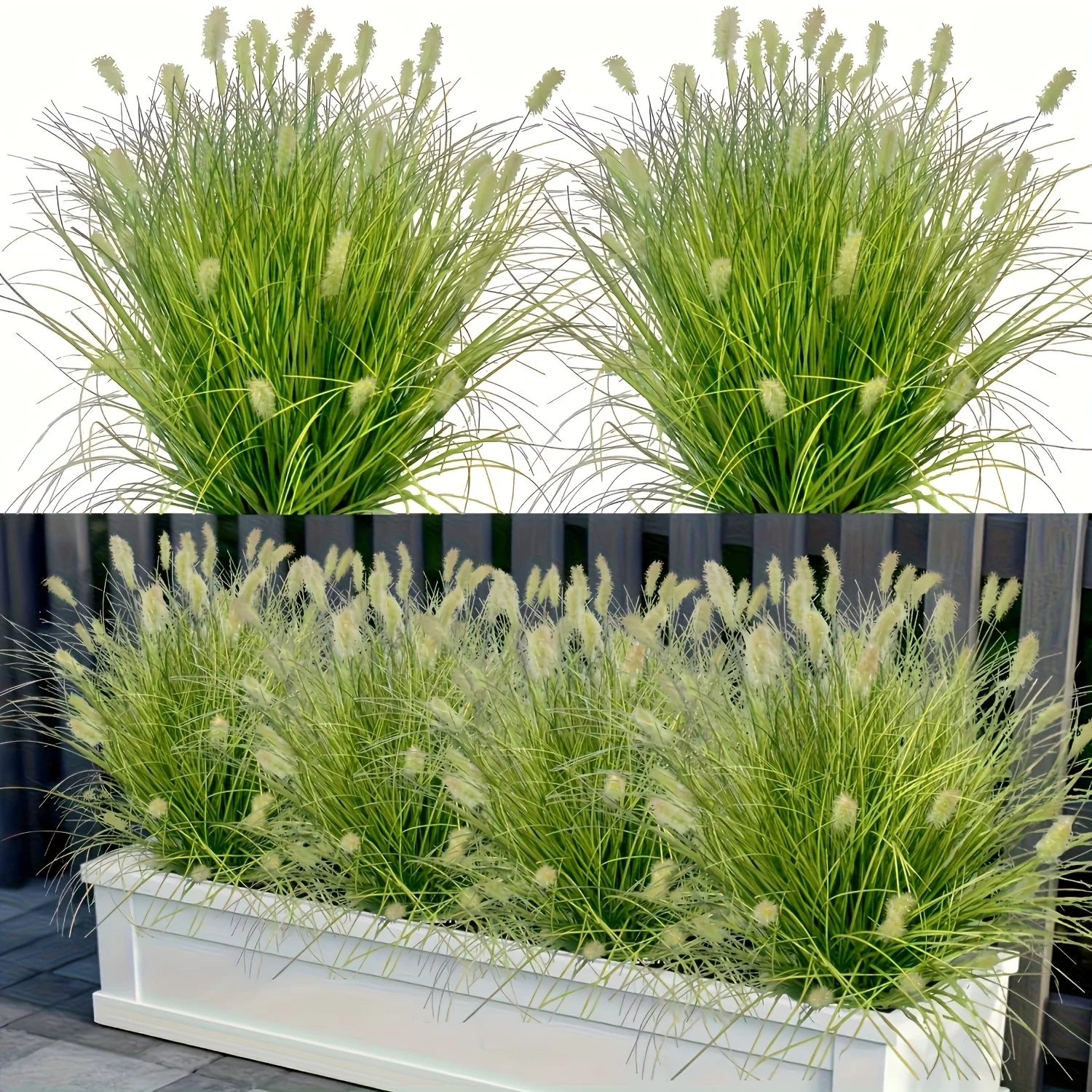 5 Peças de Grama Artificial e Flores de Rabo de Raposa, Plantas Simuladas de Plástico para Decoração de Casa, Jardim e Celebrações de Casamento
