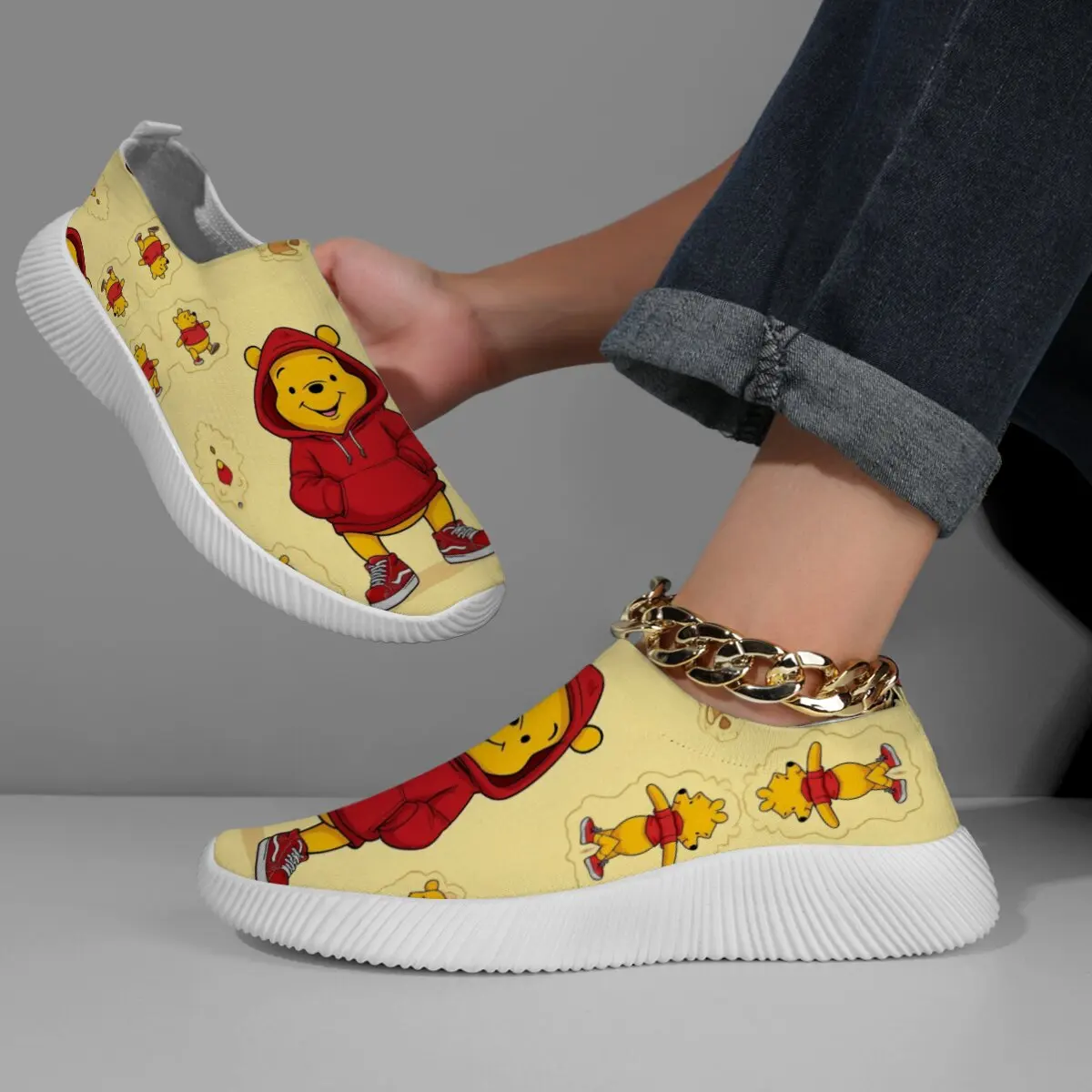 

Обувь Feizhi на плоской подошве для родителей и детей, повседневная обувь с мягкой подошвой и мультяшным дизайном Диснея, Винни-Пух, Микки Маус