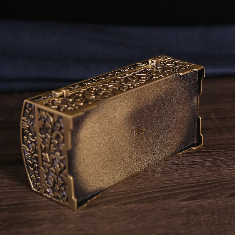 Rectangle Antique Metal Jewelry Box Trinket Storage Organizer Gift Box Chest Ring Case with Mirror for Girls Women