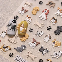 Cute Puppy Kawaii Corgi dalmata barboncino Labrador Beagle Dog 5D rilievi in rilievo adesivi autoadesivi per Nail Art decalcomanie per Manicure