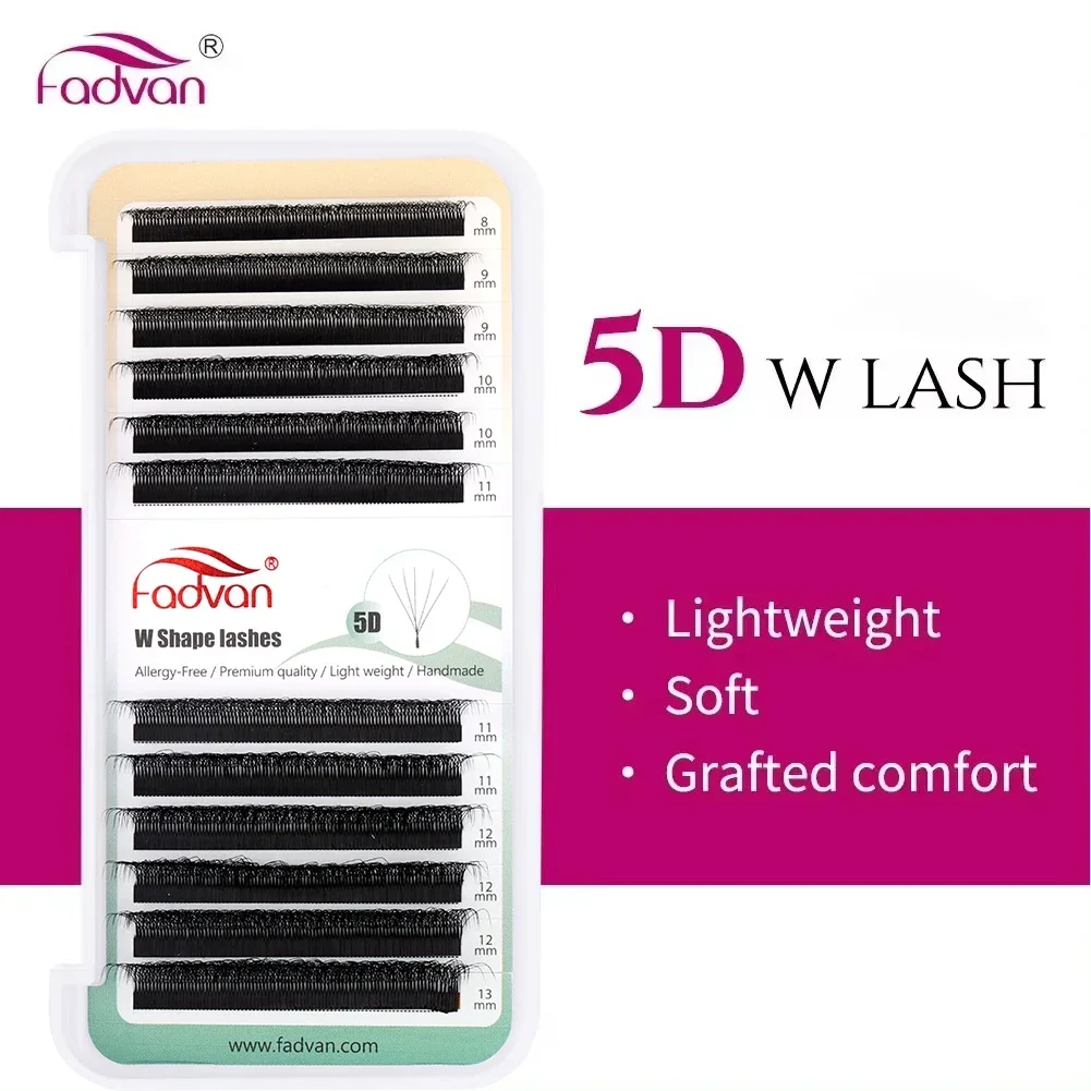 Fadvan 5D W Shaped Eyelash Extensions 0.07 C D Natural Faux Mink Lashes Soft Professional Premade Volume Fan Eyelashes