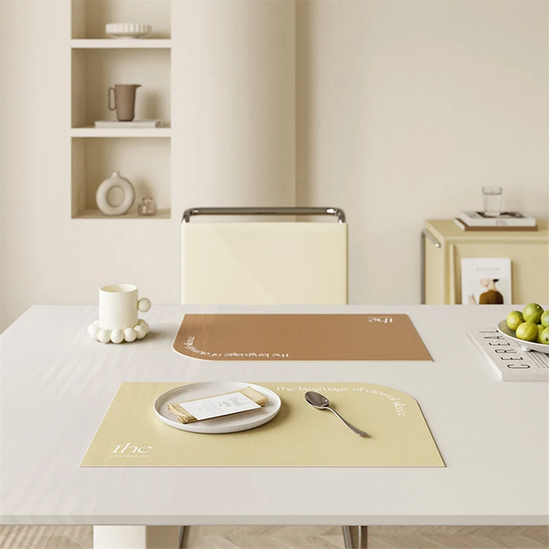 Modern Minimalist Light Luxury PU Leather Placemat Coffee Dining Table Decor Mat Waterproof Oil Proof Heat-insulating Bowl Mat