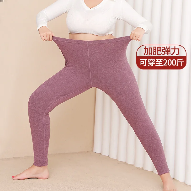 

Women's Large Size Seamless Leggings Enlarged Fattened Warm Pants Middle-aged Underwear Elderly With Thread Classic Womens Pants