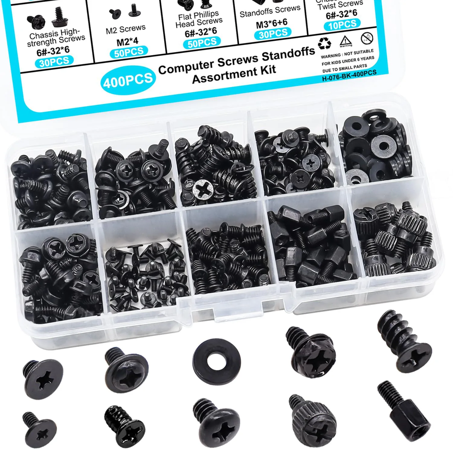 

500pcs motherboard standoffs 6-32 screws set,Computer Hard Drive Screw M3 carbon steel Assortment Kit for HDD,SSD,Case,Mainboard