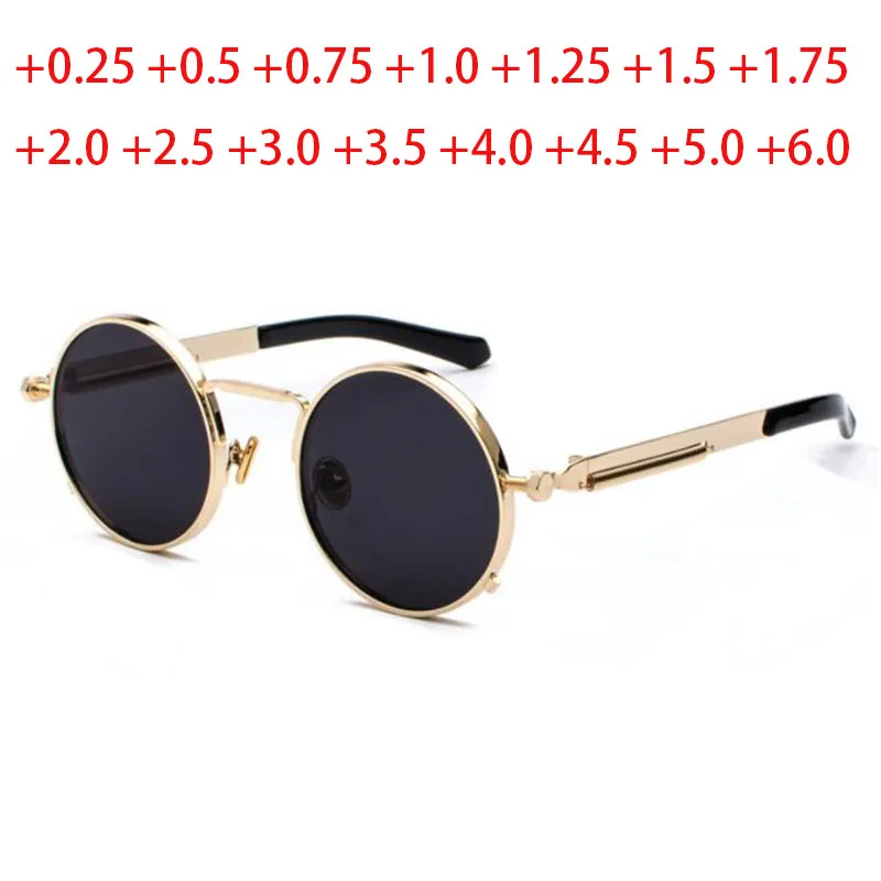 +0.5 +1.0 +2.0 To +6.0 Classic New Punk Women Round Metal Sun Glasses Vintage Men New Spring Glasses Uv400 Reading Sunglasses