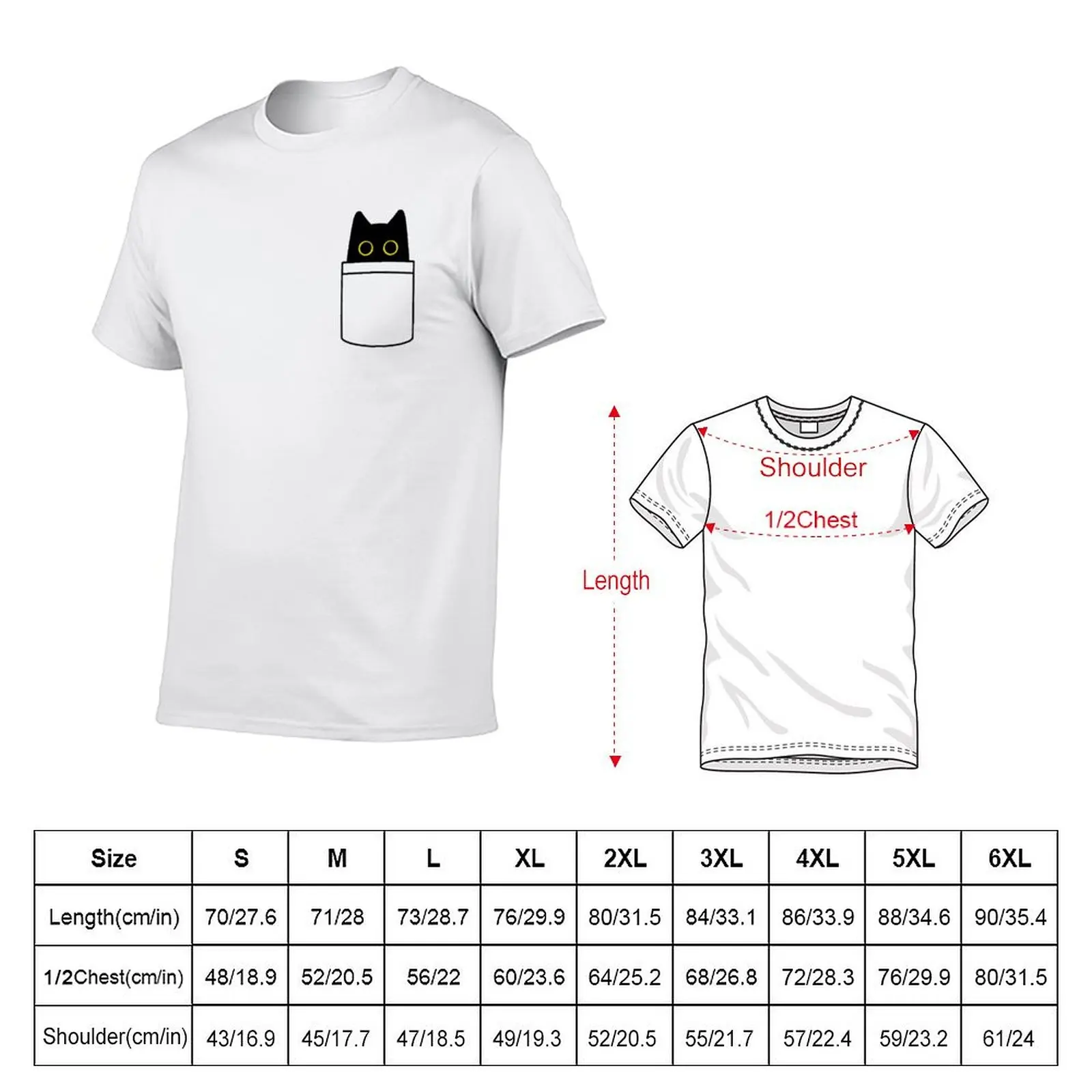 Cute black cat in a pocket (the void) T-Shirt summer top funny costumes plus size clothes men clothings