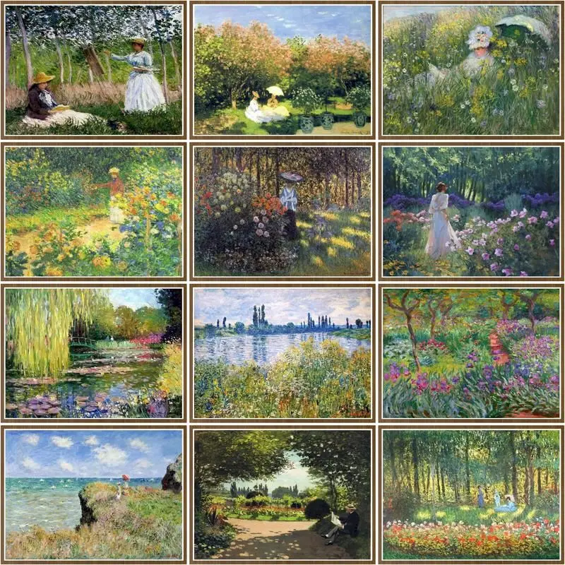 CHENISTORY obraz według numeru pejzaż z ogrodem zestawy Monet\'S Works prezent malowanie przez według liczb, na płótnie ręcznie malowane dekoracje