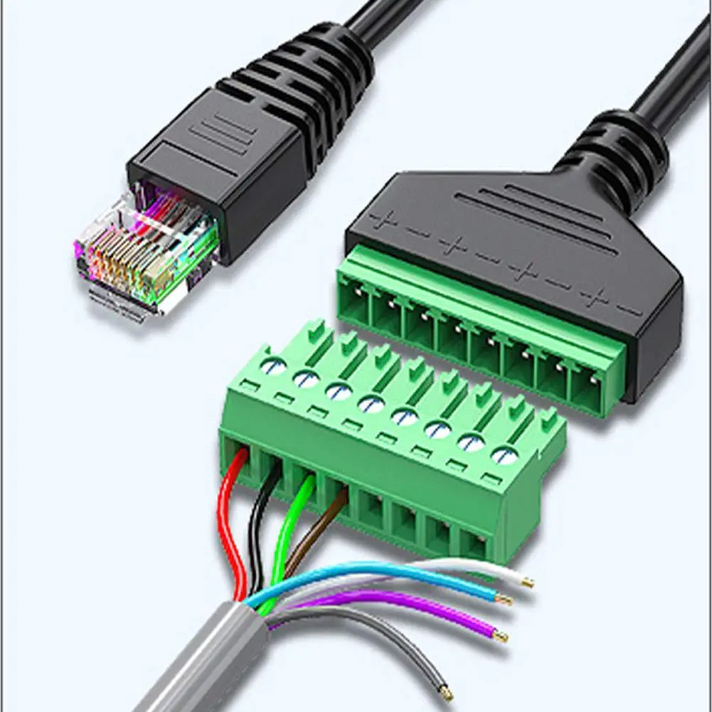 Rj45  Netwerk Adapter Kabel Screw Terminal Blok 8 P Connector Ethernet Vrouw Naar 8 Pin Schroef Cable Extension Mount Female LAN