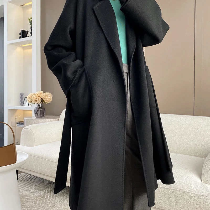 Fashionable Double-sided Cashmere Woolen Coat For Women Slim Fit Mid-length Outerwear 2025 New Autumn Winter