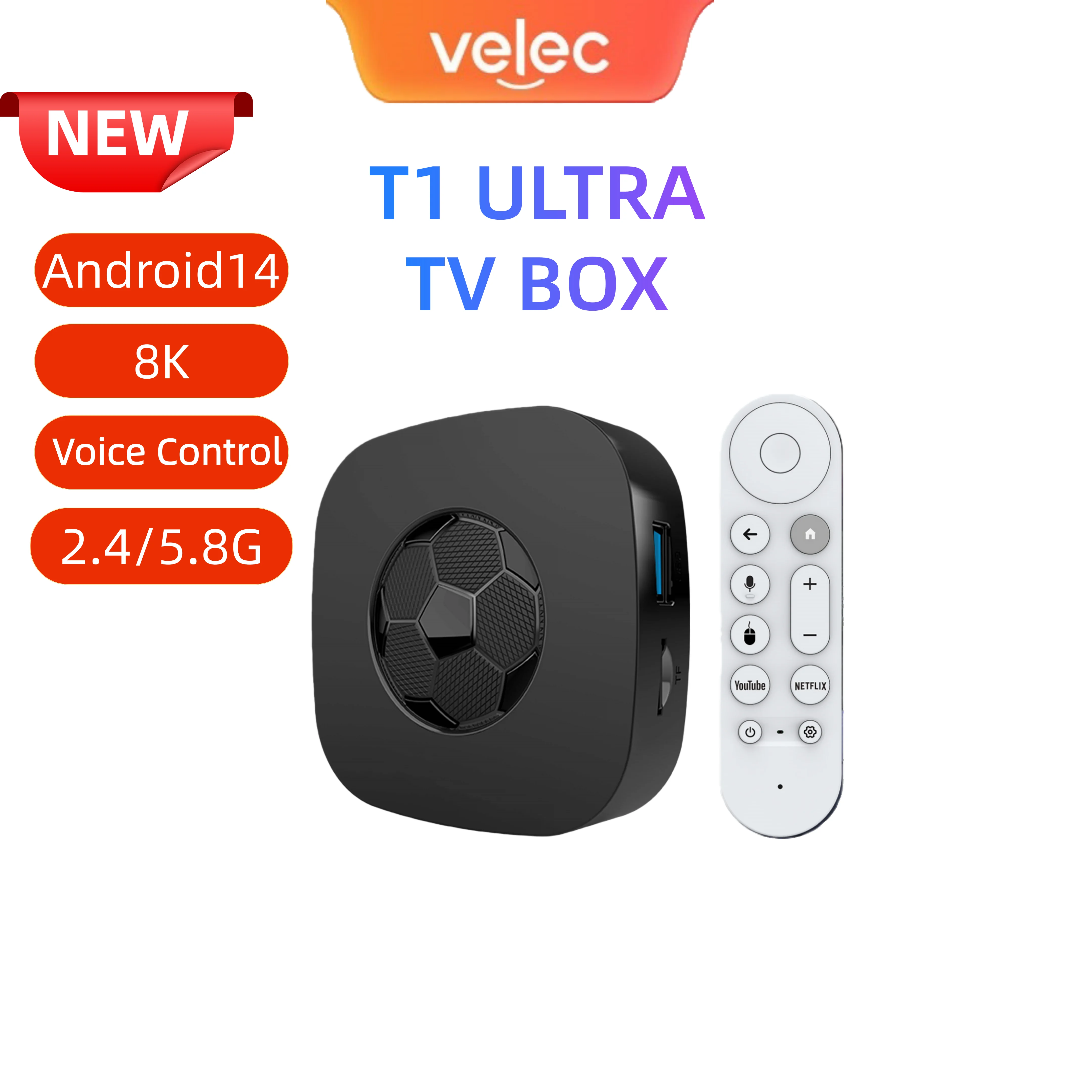 

Новый Android 14 Smart TV Box 2,4G и 5,8G Dual WIFI 2G 8/16G Quad Core Cortex A53 Медиаплеер DC 5V/2A 8K Голосовое управление Set Top Box
