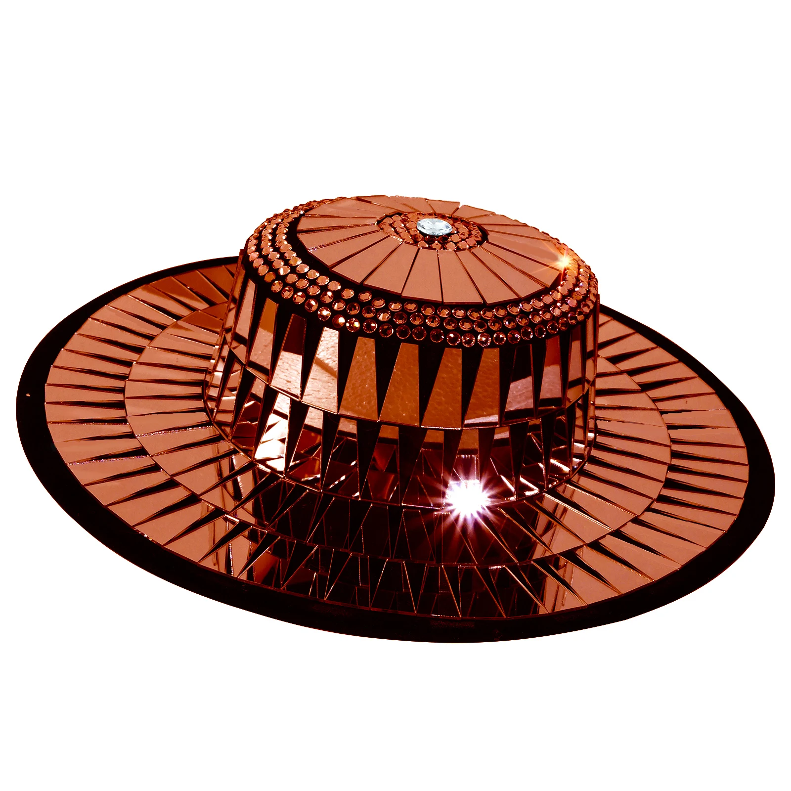 لامعة الماس متجمد جولة الجاز الأسود مرآة قبعة المرحلة حفلة عيد ميلاد أداء الكرة الرقص المغني زي تغيير Queenoutfit #2