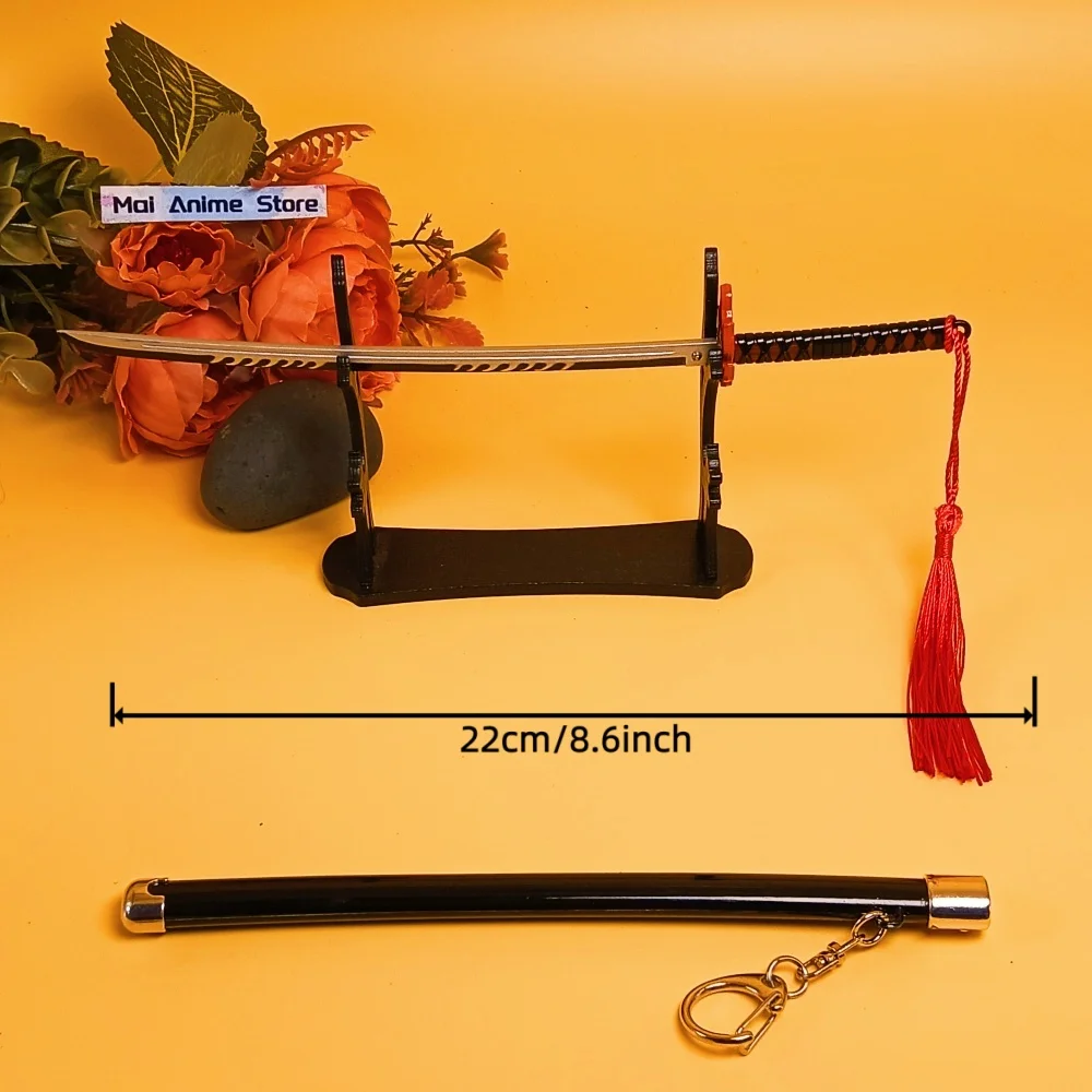 8.6인치 미니 카타나 소형 열쇠고리 피규어 소형 오리지널 사무라이 검 애니메이션 진짜 일본 카타나 금속 검 무딘 장난감 선물