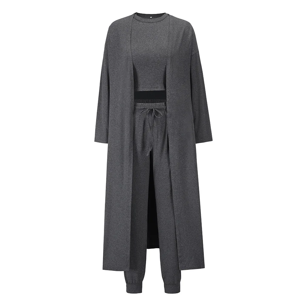 

Autumn/Winter New Fashion Knitting Cardigan Women's Slim Tank Top Pants Sports Three Pieces Set