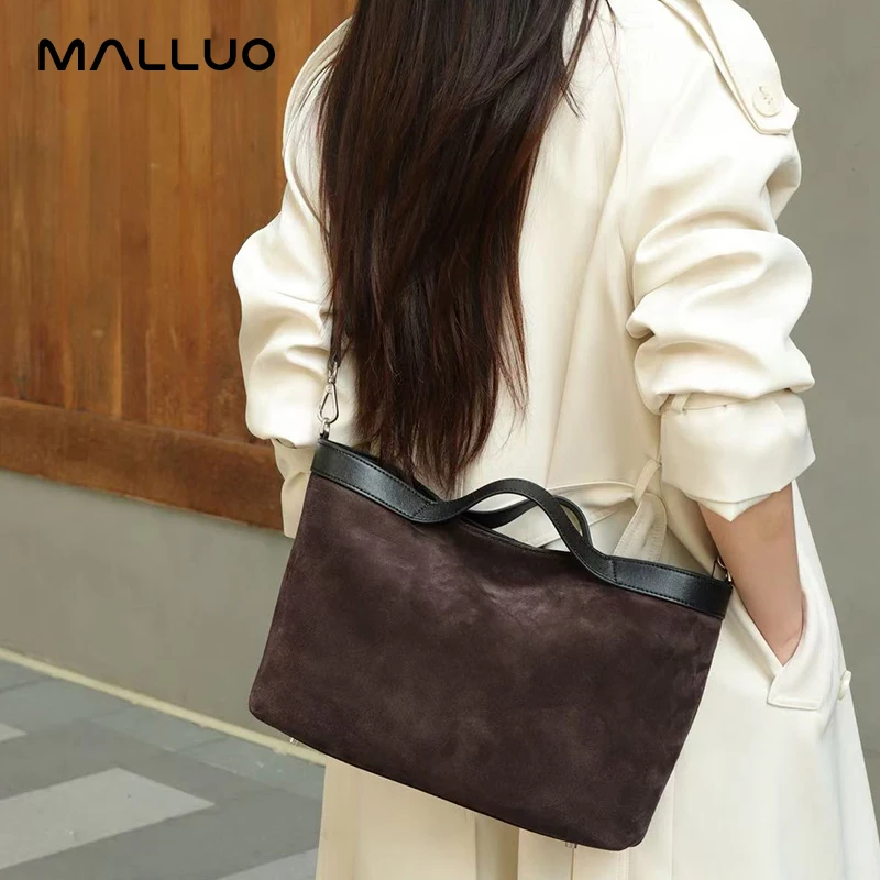 

Women's Suede Cowhide Soft Crossbody Bag Ladies Frosted Cow Leather Shoulder Bags Female Portable Retro Casual Vintage Handbags