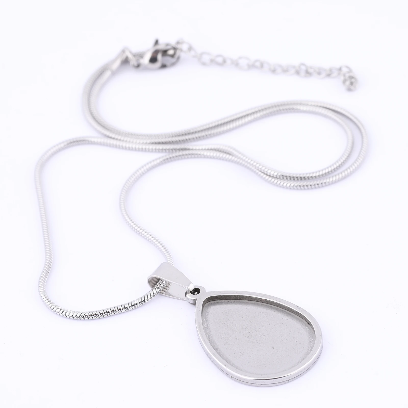 2pcs Stainless Steel 18x25mm Teardrop Cabochon Pendant Base Setting Trays Diy Bezels For Chain Necklace Jewelry Making Supplies