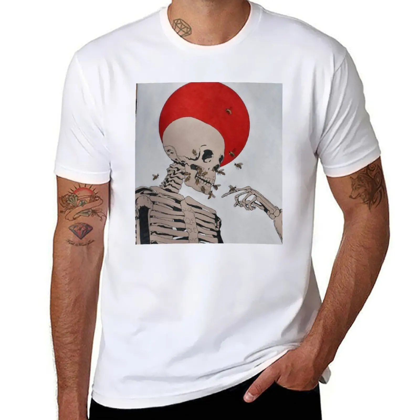 

Skeleton and the bees T-Shirt cotton t shirt man g man t shirts for men T-Shirt