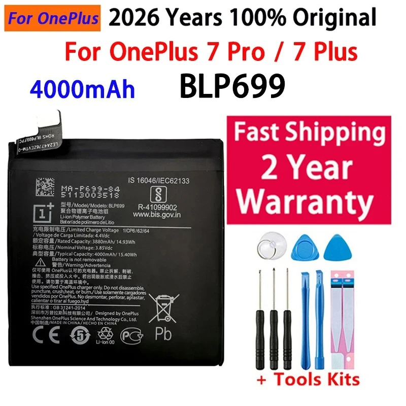 Envio Rápido Bateria de Substituição 100% Original Nova 4000mAh BLP699 Para OnePlus 7Pro 7 Pro 7 Plus Baterias de Celular + Ferramentas