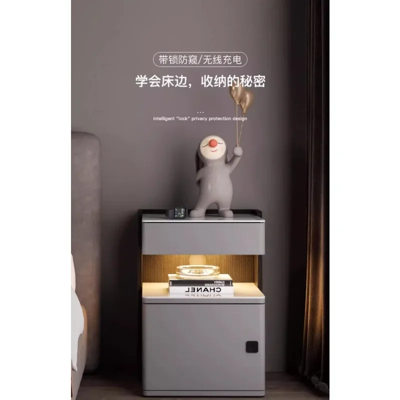 

Smart bedside table safe integrated household anti-theft, simple modern wireless charging, ultra-narrow bedside table