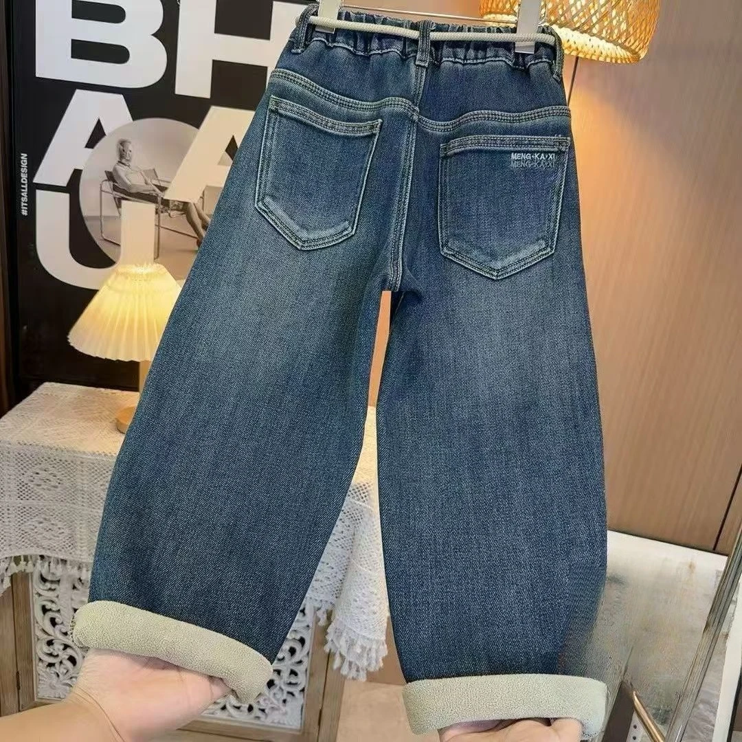 2026 New Kids Denim Jeans Autumn Winter Loose Casual Long Pants Fashion Unisex Children Clothing for Boys and Girls
