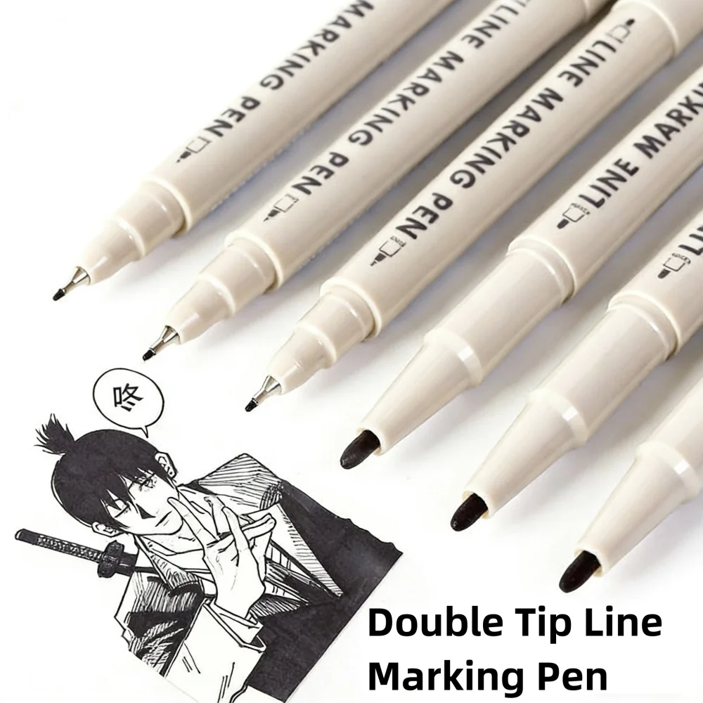 Juego de 6 Rotuladores de Doble Punta de 0,5 mm y 1,5 mm, Rotuladores para Dibujar, Delinear, Pintar, Material de Papelería