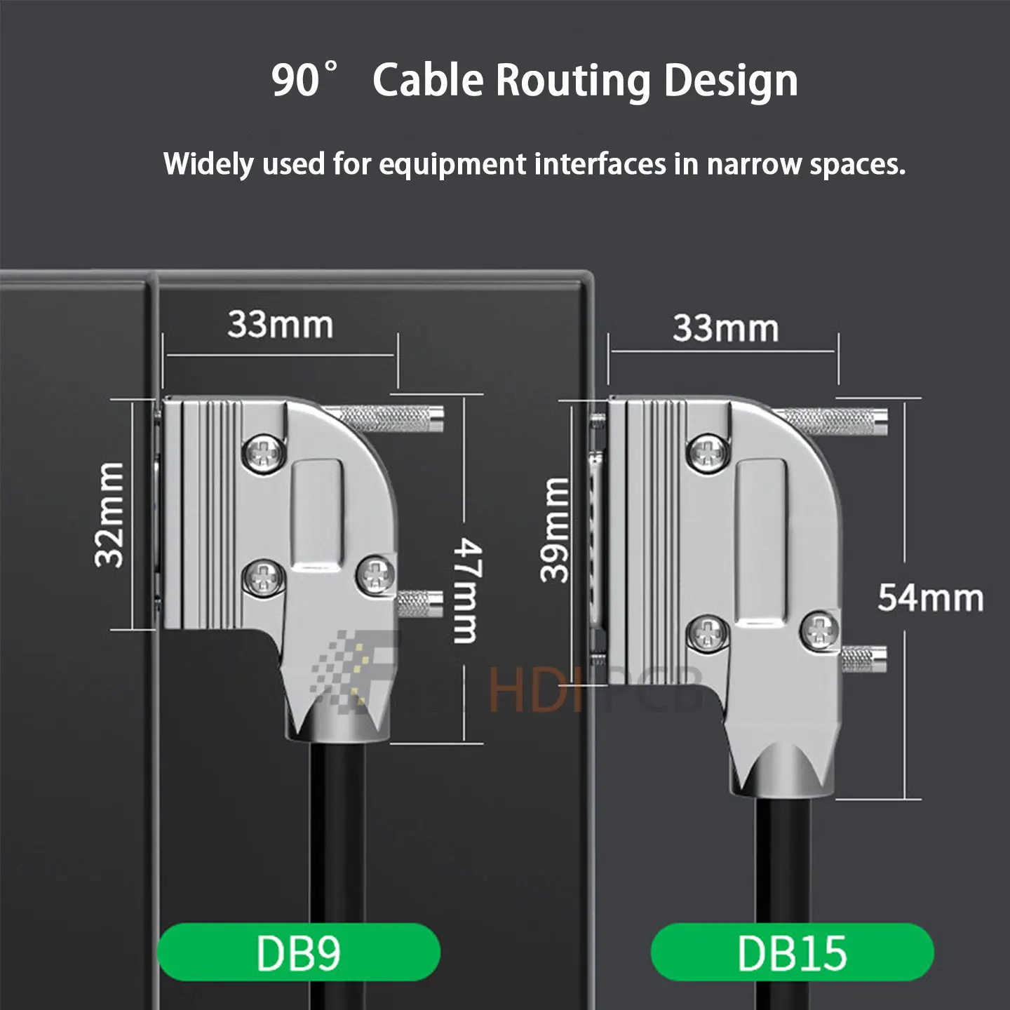DB9 DB15 90 Degree Right Angle Connector Male Female 9/15 Pin Solder Type RS232 Serial Port with Gold Plated Solid/Stamped Pin