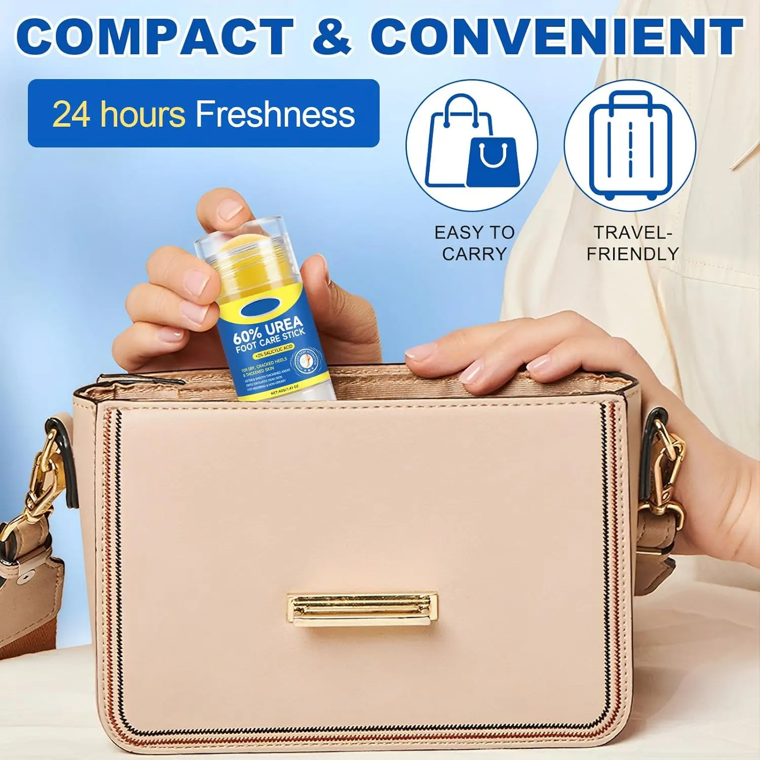 60 % Harnstoff-Fußpflegestift – +2 % Salicylsäure – für trockene, rissige Fersen und verdickte Haut – macht die Haut weich und glättet