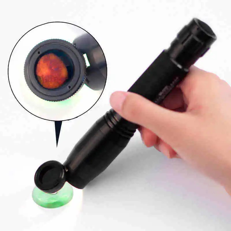 Handheld High Clarity Magnifying Glass Jade Identification Portable Loupe Magnifier with Led Light Holding Metal for Jewelry