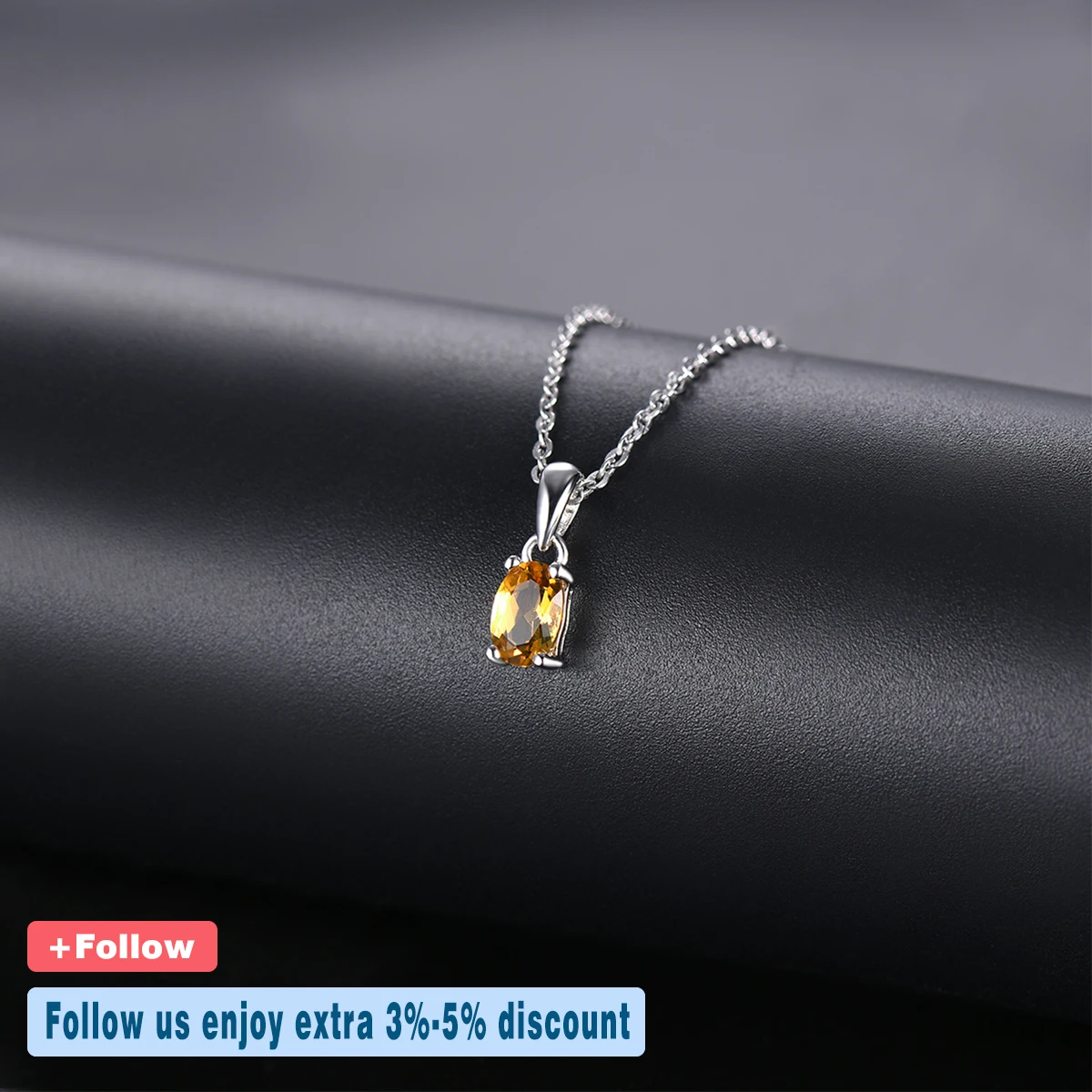 Hutang Citrine 925 Silver Pendant Oval 6x4mm Real Yellow Gemstone Solid 925 Sterling Silver Chain Fine Simple Jewelry for Women