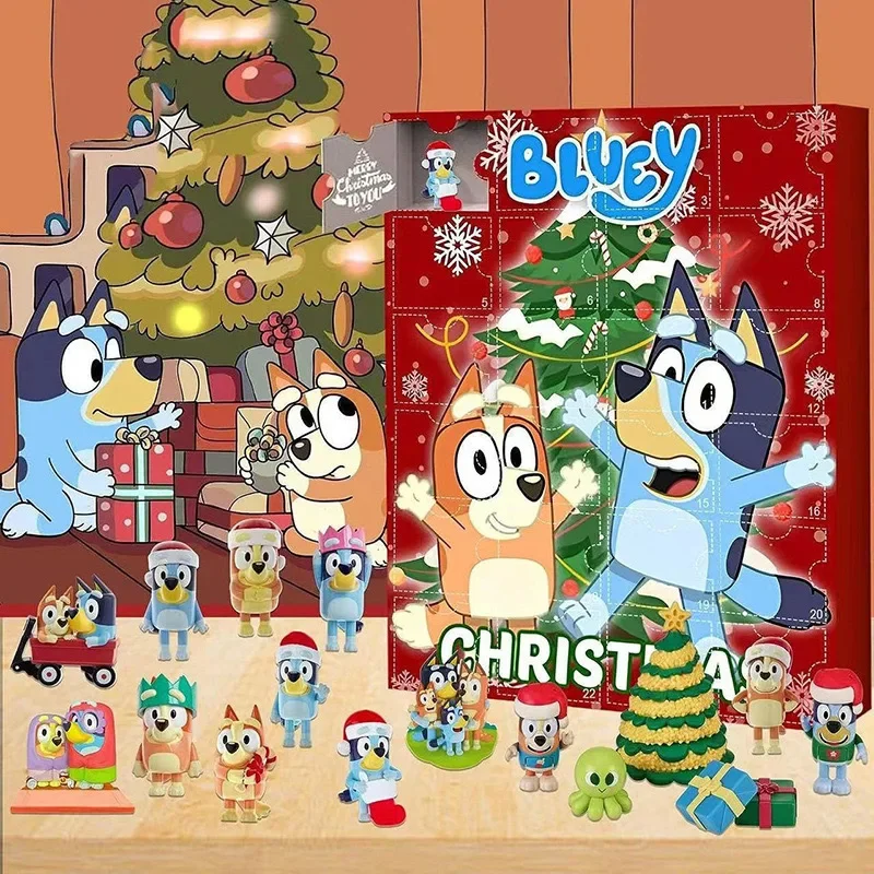 2024 New 24pcs Bluey Dog Blind Box Decoration Ornaments Children\'s Holiday Gifts Christmas Gifts Blind Box Creative Design Doll