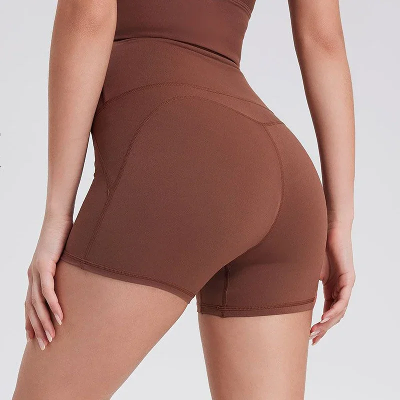 Women Summer Yoga Shorts Solid Color Slim Fit Gym Running Shorts Breathable Quick Dry High Waist Gym Tights Female Sportswear