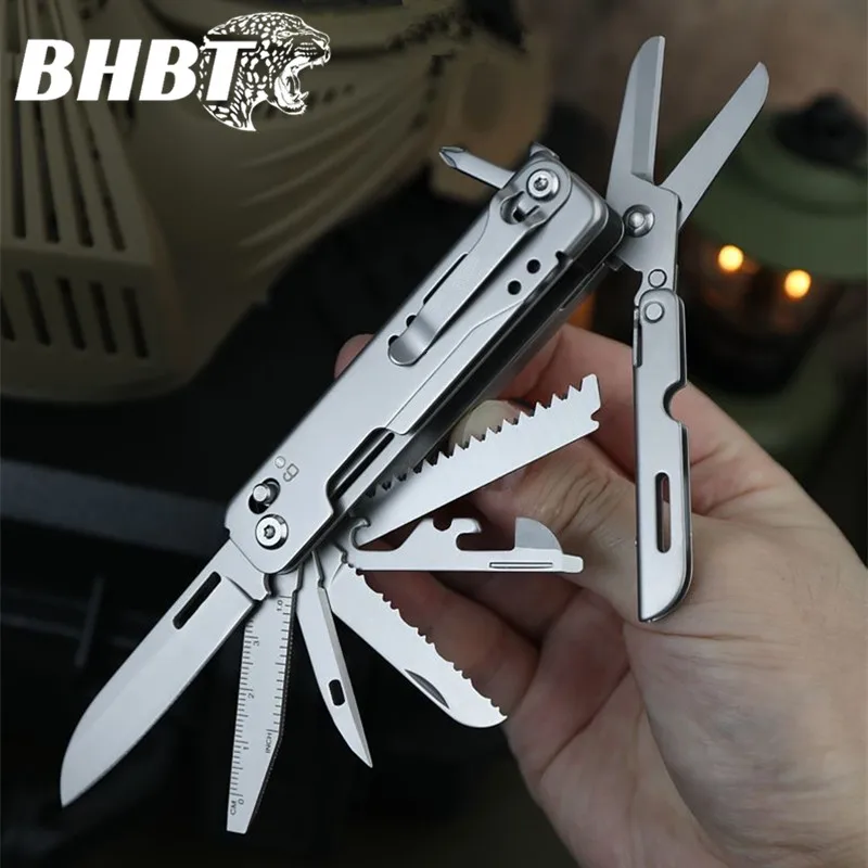 BHBT 14-in-1 EDC Multitool Scissors Outdoor Camping Equipment Gift For Men Portable Survival Hand Tools