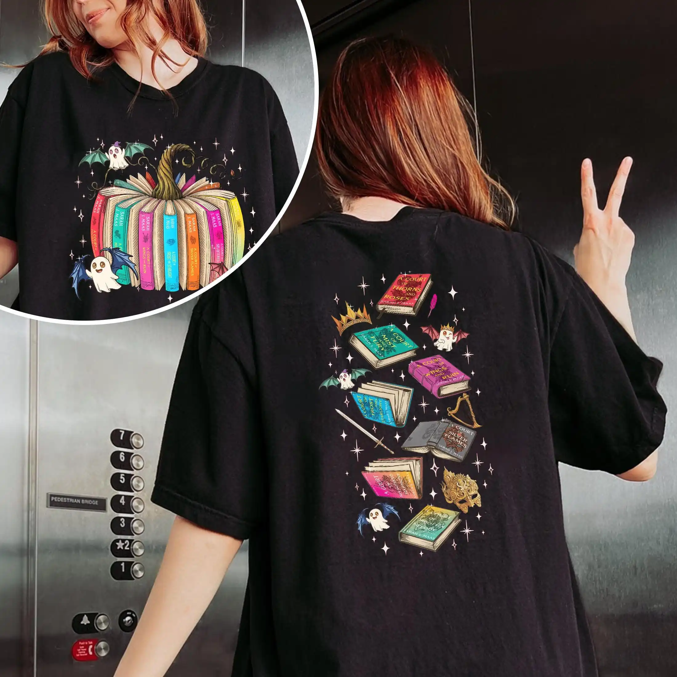 ACOTAR Ghost Pumpkin T-shirt, Spooky Bookish Reading Crewneck, Fantasy Reader Halloween Gift, Nesta Archeron Merch Tee