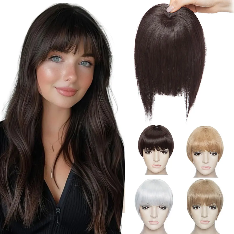 Benehair Synthetic Bangs Hair Fake Bangs Fringe with Temples Hairpieces for Women Natural Curved Bangs Clip in Hair Extensions