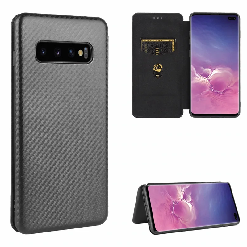 

Для Samsung Galaxy S21plus/S10Plus чехол-книжка ультратонкая кожа из углеродного волокна магнитный адсорбционный чехол сумки для телефона