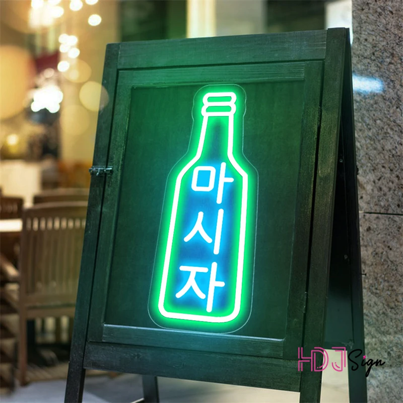 Beer Bottle Neon Lights Bar Decoration Wall Haning Neon Sign Led Light Korean Cheers Neon Led Sign for Club Restaurant Cafe Gift