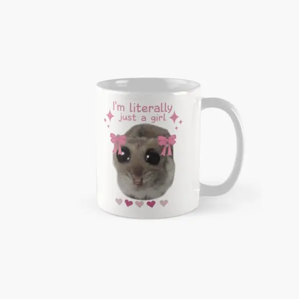 Meme Sad Hamster Im Literally Just A Gi  Mug Drinkware Printed Simple Design Cup Image Coffee Gifts Picture Handle Round Tea