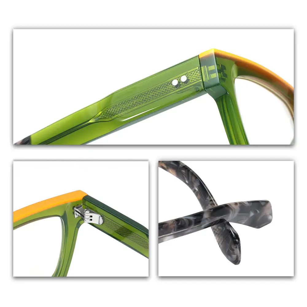 女性男性用特大メガネ 厚いアセテートフレーム 幅広トップ クリアレンズ 度付き対応 トレンディなスタイル