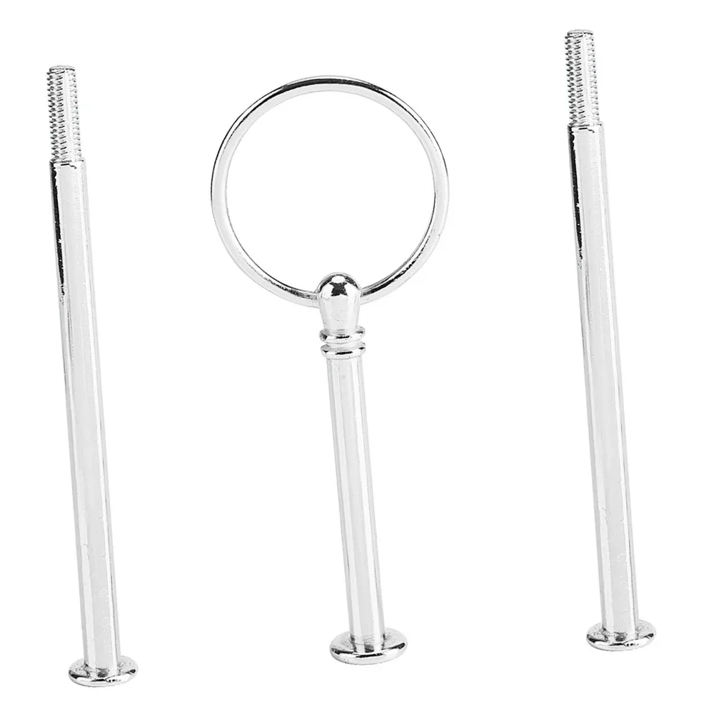 Zinc Alloy Cake Tray Stand 3-Tiers Round Threaded Rods Hardware Cake Stand Ring Handle Top Stable Support Fruit Plate Holder