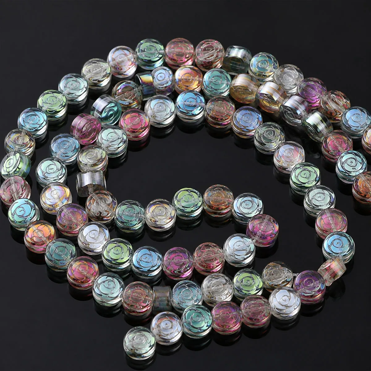 6mm50-150Pcs Transparent Pink Green Round Rose Crystal Glass Beads for Jewelry Making Bracelet Necklace Keychain DIY Accessories