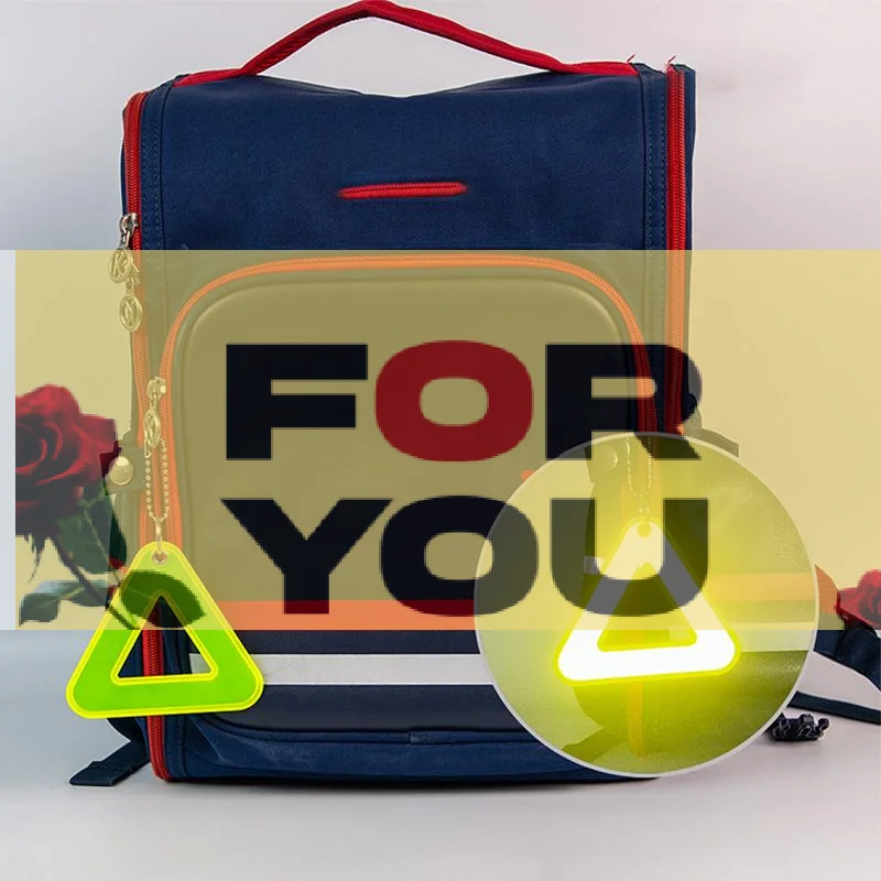 ODReflective Pendant For School Bags Triangle Safety Reflector Student Safety Hanging Tag For Night Walking And Cycling