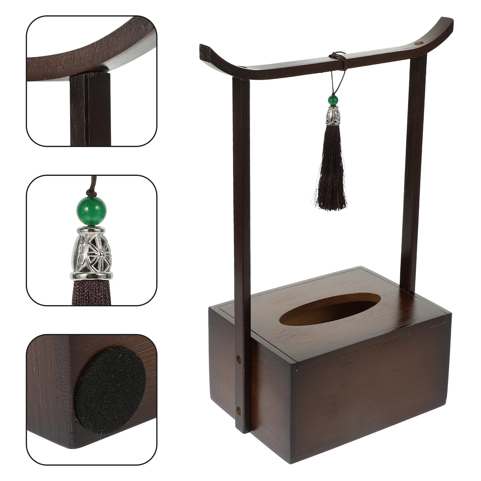 

Wood Napkin Holder Bamboo Tissue Box Cover Creative Vintage Style Tabletop Organizer for Kitchen Dining Room Decorative