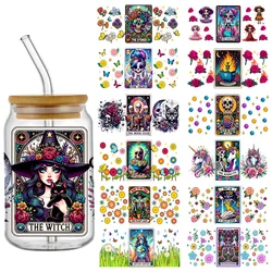 Cartoon Halloween Funny Libbey 16oz UV DTF Cup Wrap Glass Can Wrap DIY Sticker Permanent Adhesive Waterproof Washable