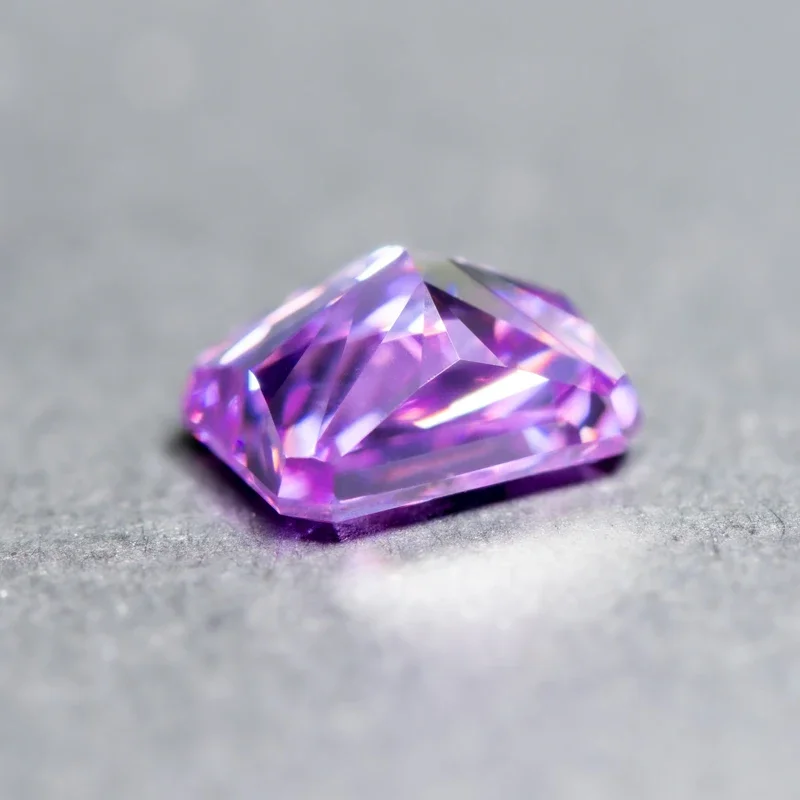 Cubic Zirconia Radiant Shape Purple Color 4k Crushed Ice Cut High Quality Charm Gemstones for Jewelry Necklace Making Materials