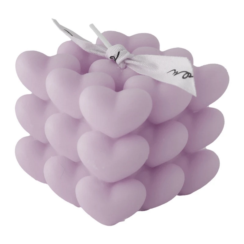 H55A Cube Heart Shaped Scented Candle Big Cube Bubble Candle Safety Soy Wax Candles