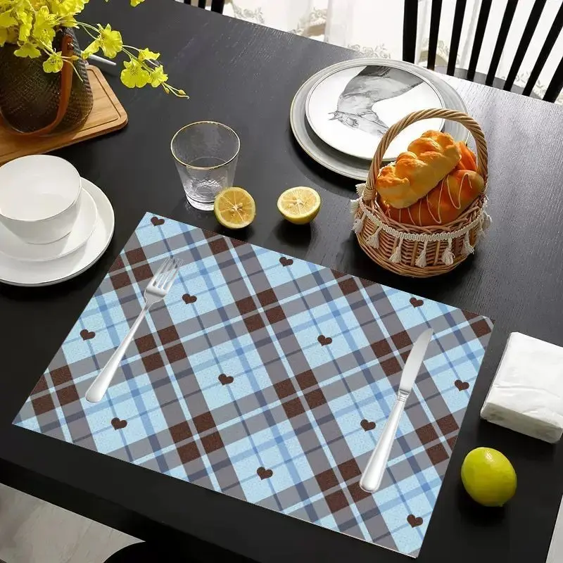 VIKAMA 2/4/6Pcs Sweet Modern Love Geometric Placemats Waterproof Anti Fouling Table Mats Kitchen Dining