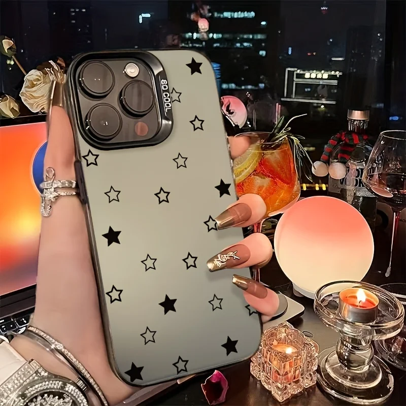 

Simple star pattern phone case for iPhone 17 16 15 14 13 12 11 Pro/ Max/Plus shock-proof rear cover anti-fingerprint