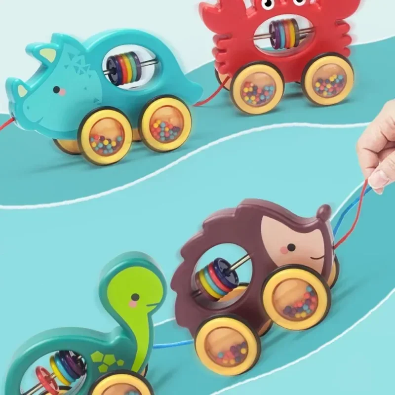 

Animal Pull Along Toy with Pull String, Educational Push Walking Toy Gift for Toddlers