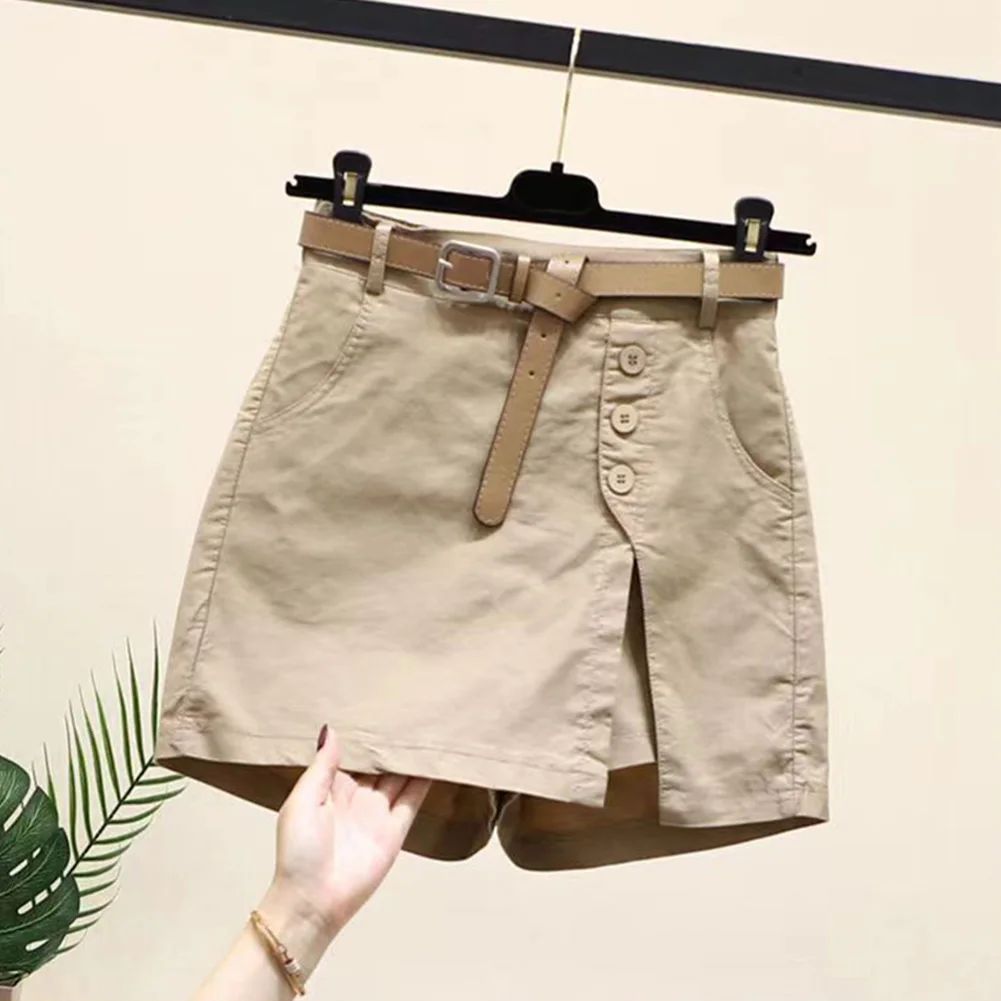 Vacation Outfit Split Shorts Moderate Elasticity Regular Length Spring Vacation Daily Home Pure Color Vacation Club