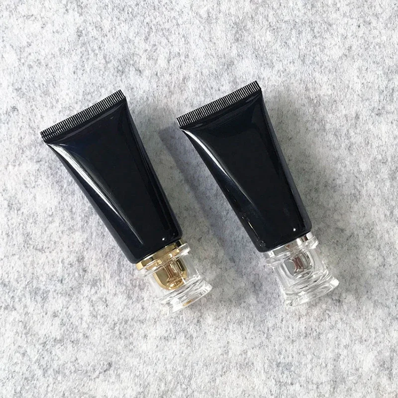 40g 40ml Black Plastic Cosmetic Squeeze Bottle Facial Cleanser Concealer Hand Cream Refillable Soft Tube Empty Container